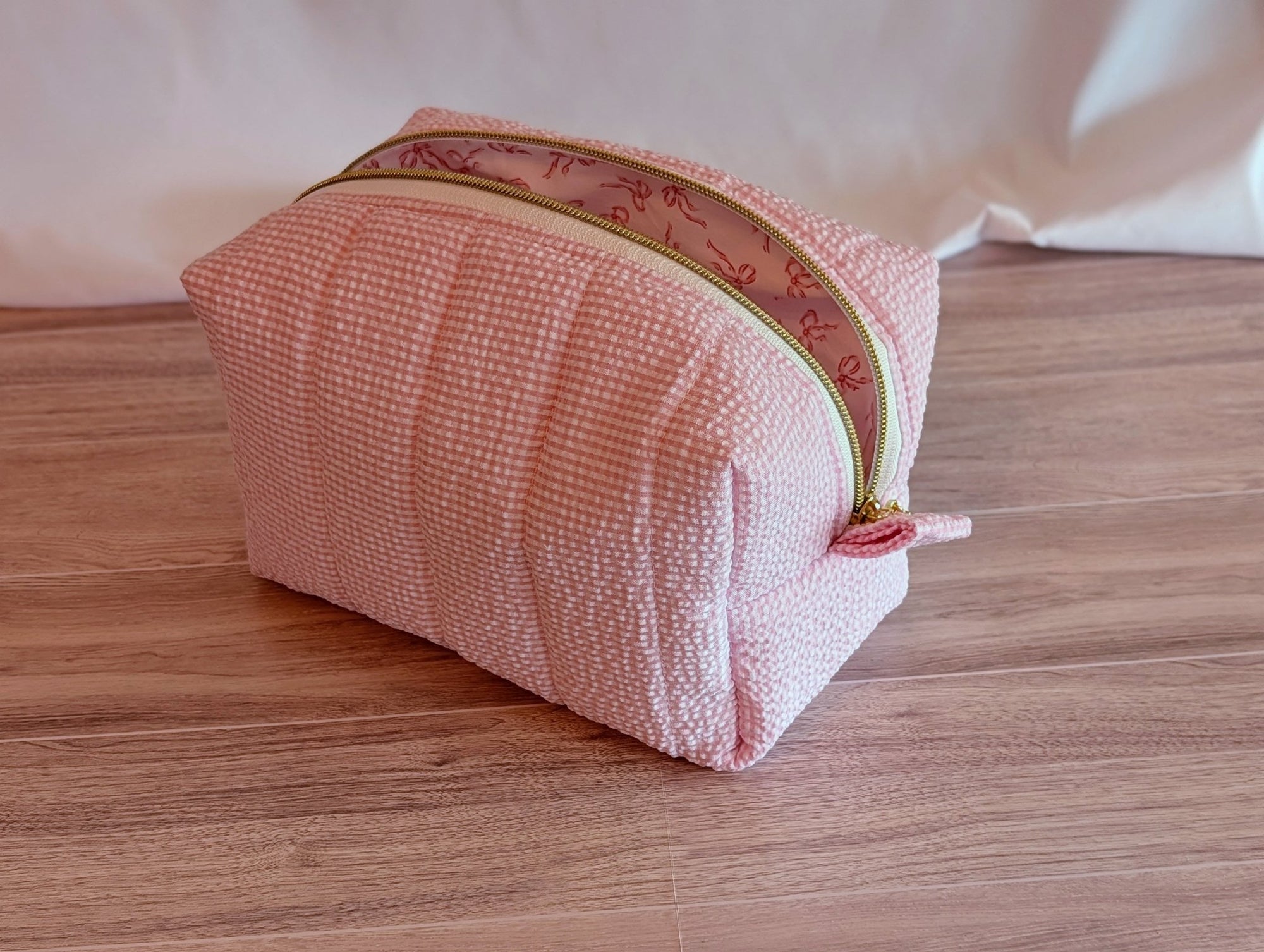 Carry - All Boxy Pouch | Pink Seersucker - Trendy Fox Studio