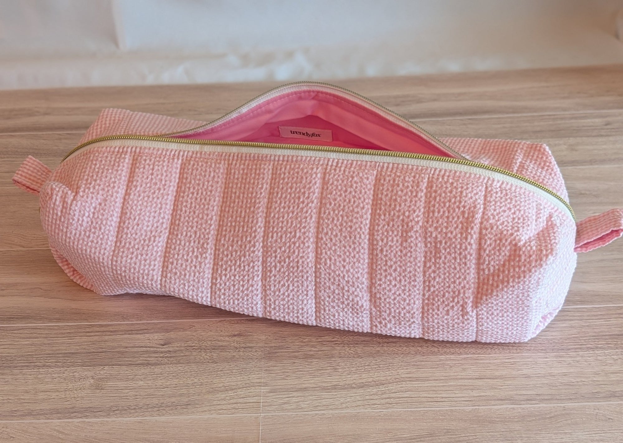 Hair Tool Pouch | Pink Seersucker - Trendy Fox Studio