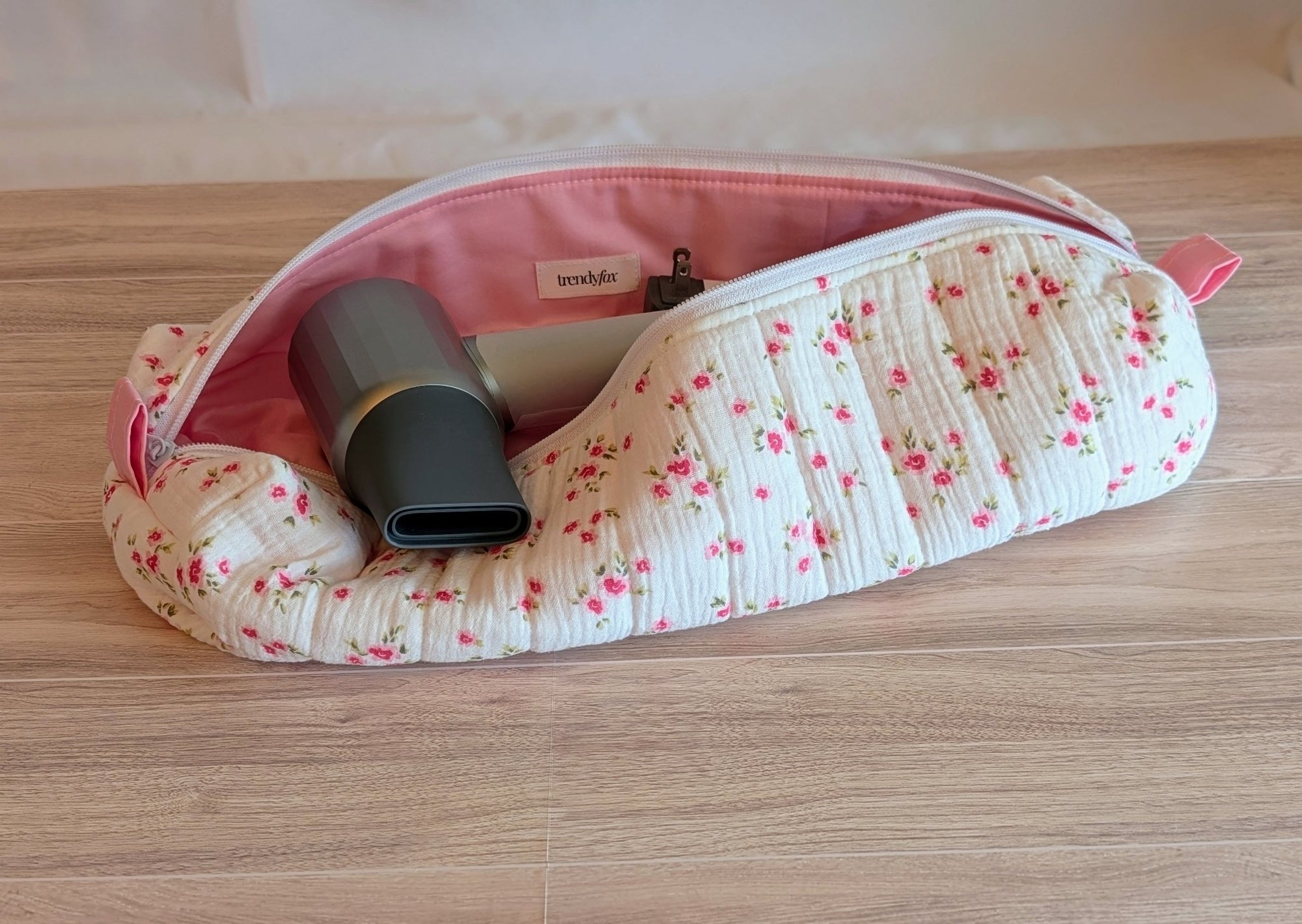 Hair Tool Pouch | White Rose Gauze - Trendy Fox Studio