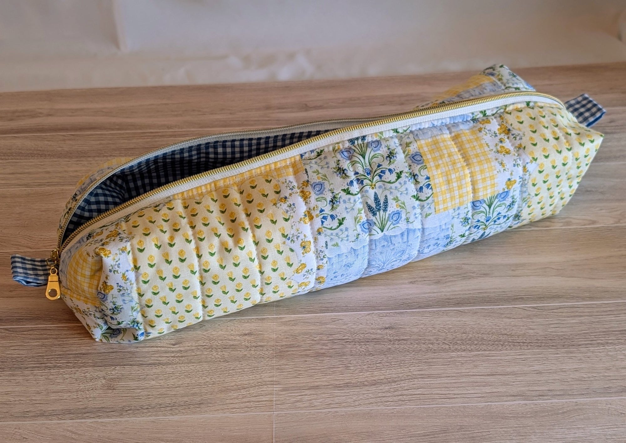 Hair Tool Pouch | Yellow & Green Patchwork - Trendy Fox Studio