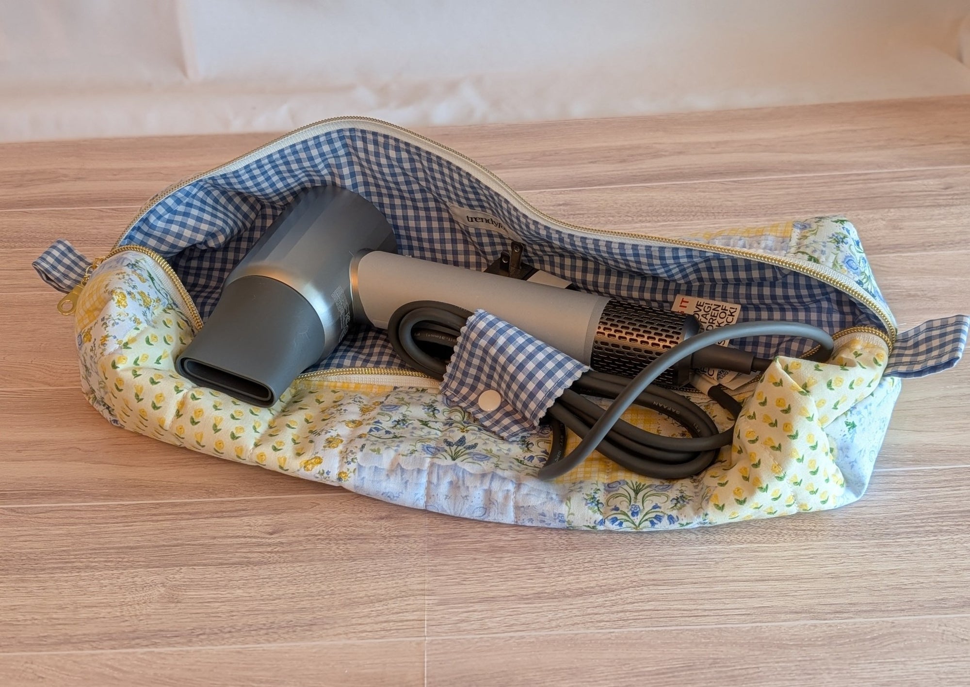 Hair Tool Pouch | Yellow & Green Patchwork - Trendy Fox Studio