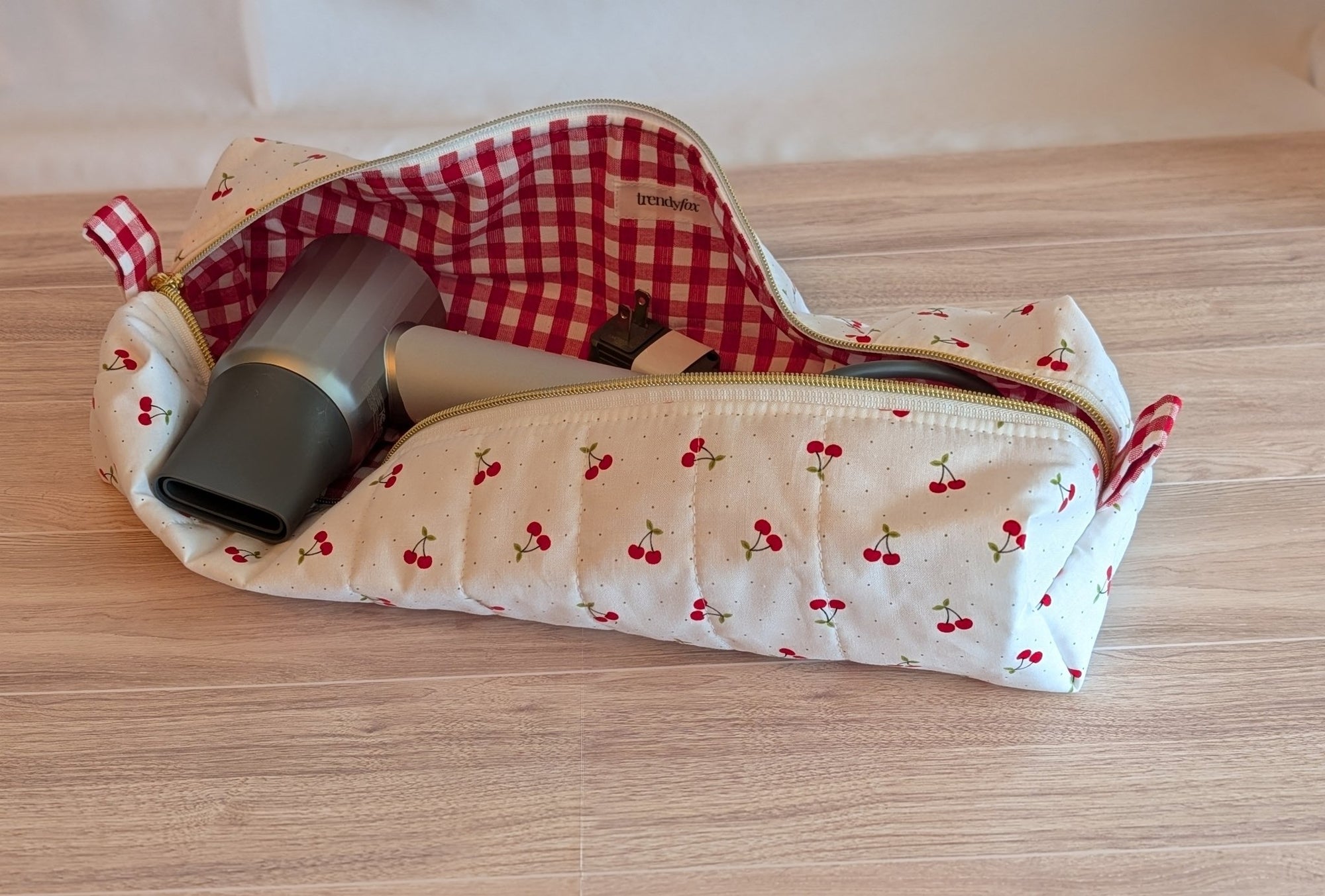Hair Tool Pouch | Cherry Dots (White) - Trendy Fox Studio