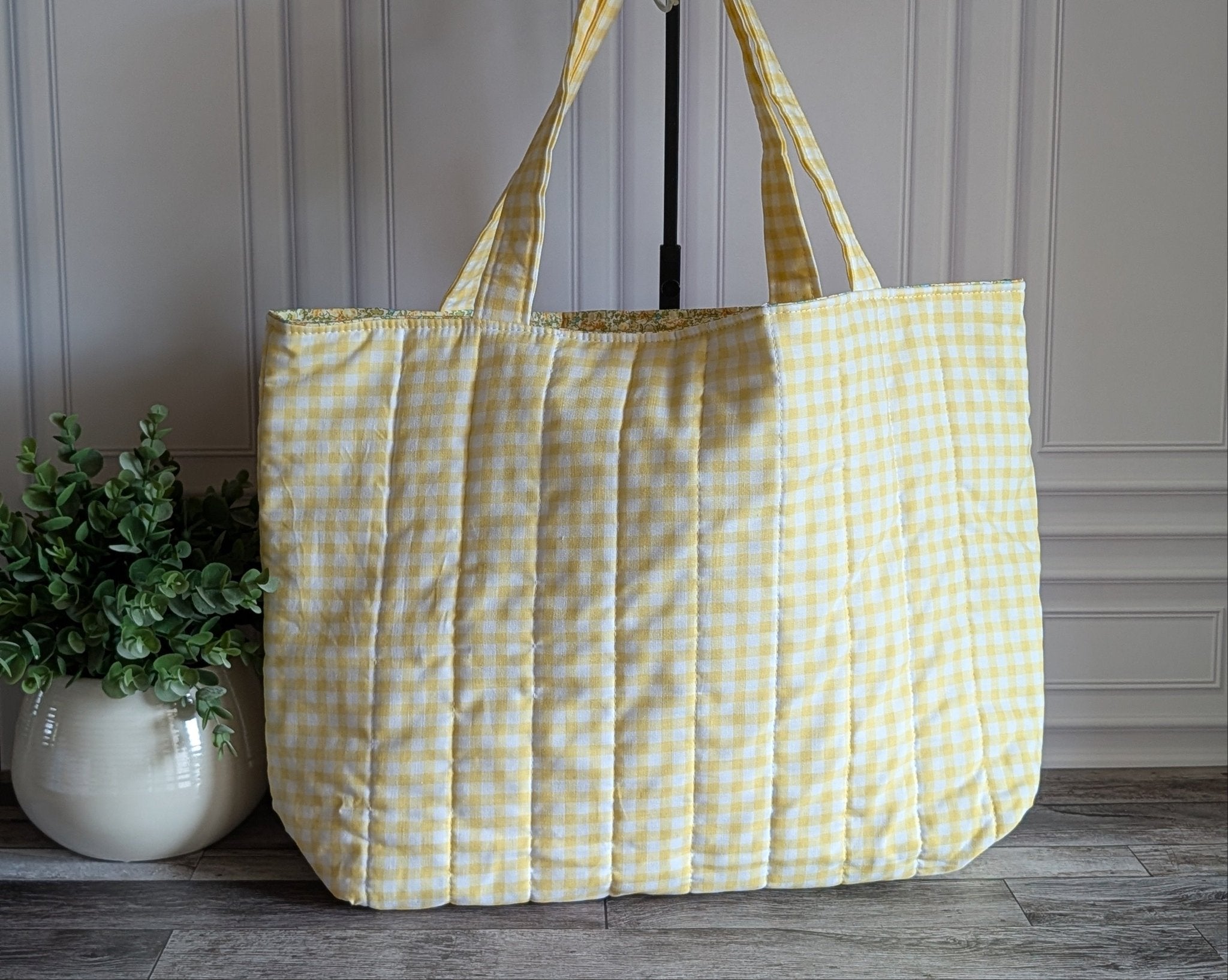 Tote Bag | Yellow Gingham - Trendy Fox Studio