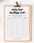 Retro Email Sign Up Form, Printable Email Collection Sheet Canva Template | Dani