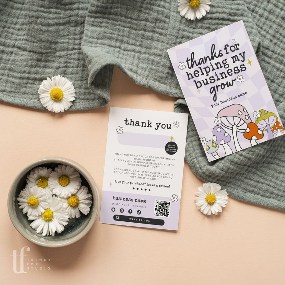 Retro Mushroom Business Thank You Card Canva Template | Customizable ...