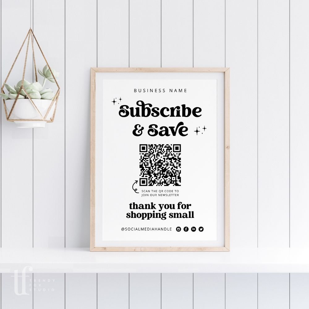 QR Code Email Newsletter Sign Up Sign Canva Template | Dani - Trendy ...