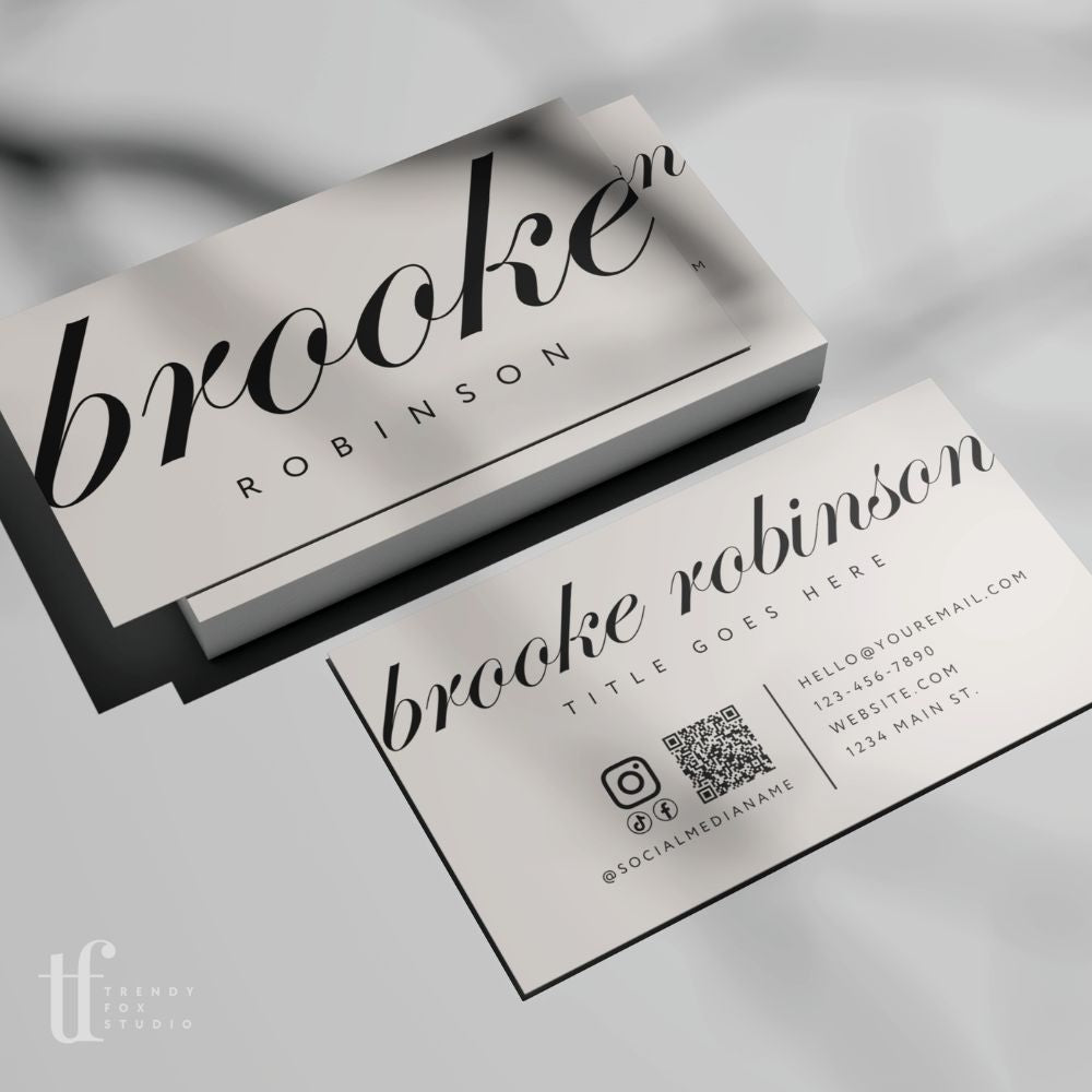 Business Card with QR Code Canva Template | Modern Luxe - Trendy Fox Studio