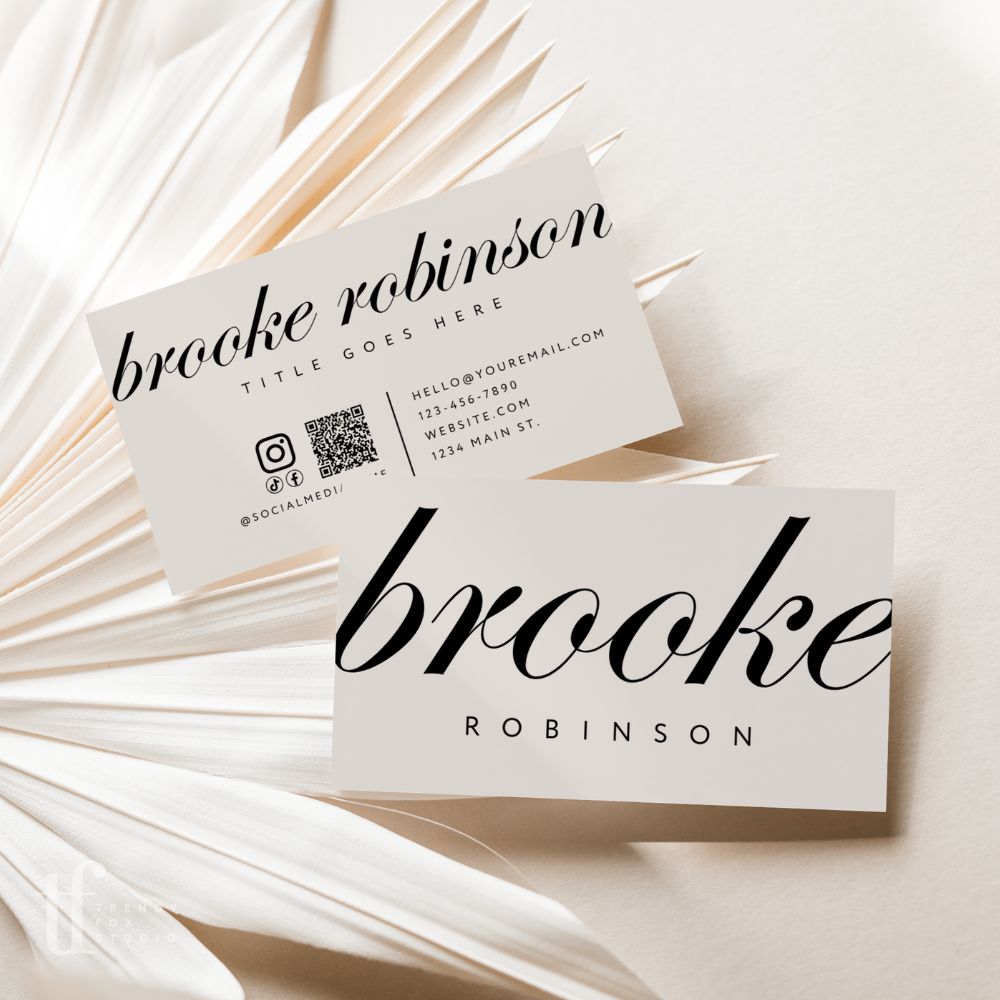 Business Card with QR Code Canva Template | Modern Luxe - Trendy Fox Studio
