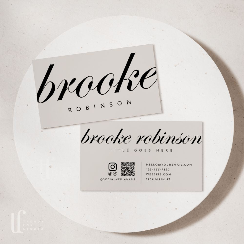 Business Card with QR Code Canva Template | Modern Luxe - Trendy Fox Studio