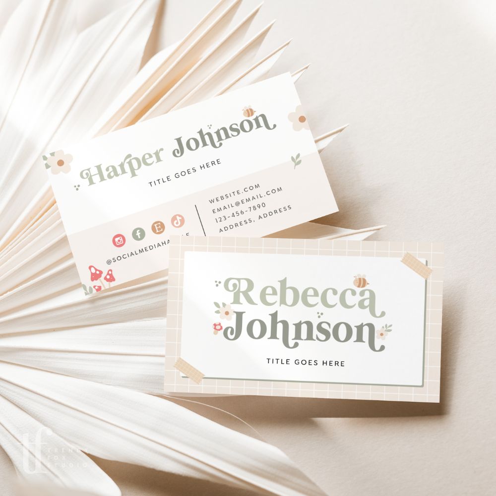Business Card Canva Template | Cottagecore Mushroom | Bree - Trendy Fox Studio