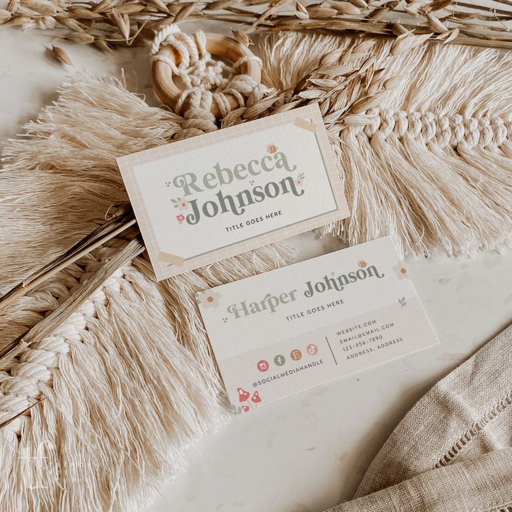 Business Card Canva Template | Cottagecore Mushroom | Bree - Trendy Fox Studio