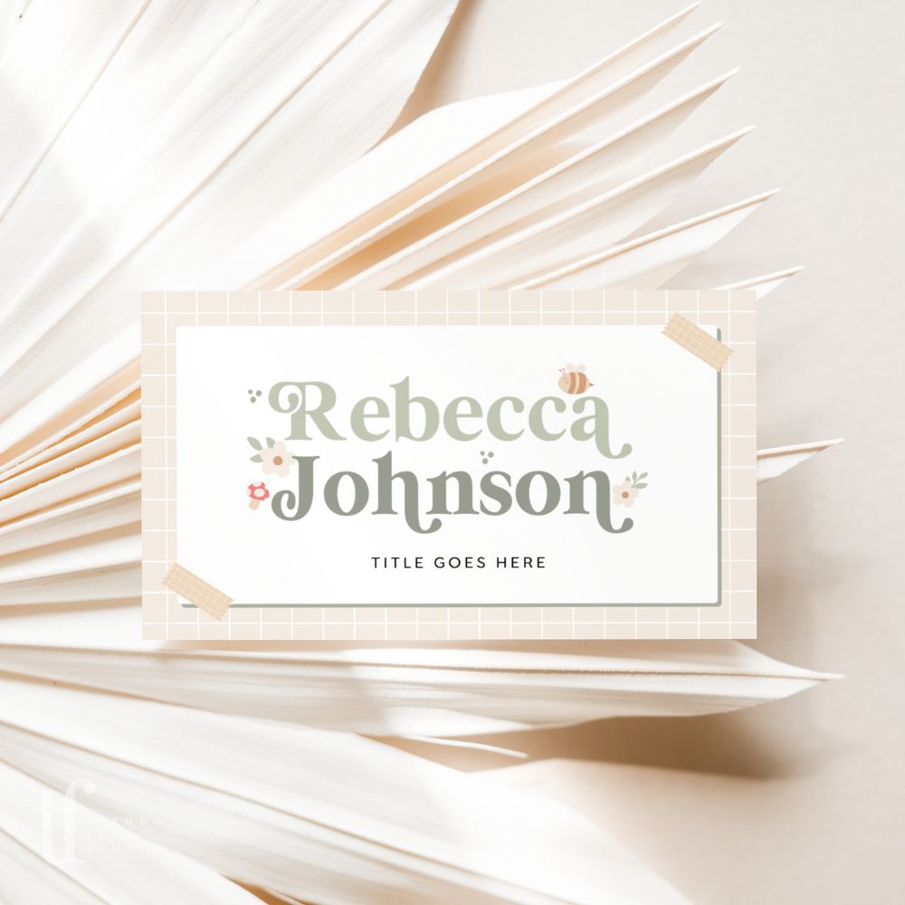 Business Card with QR Code Canva Template | Cottagecore Mushroom | Bree - Trendy Fox Studio