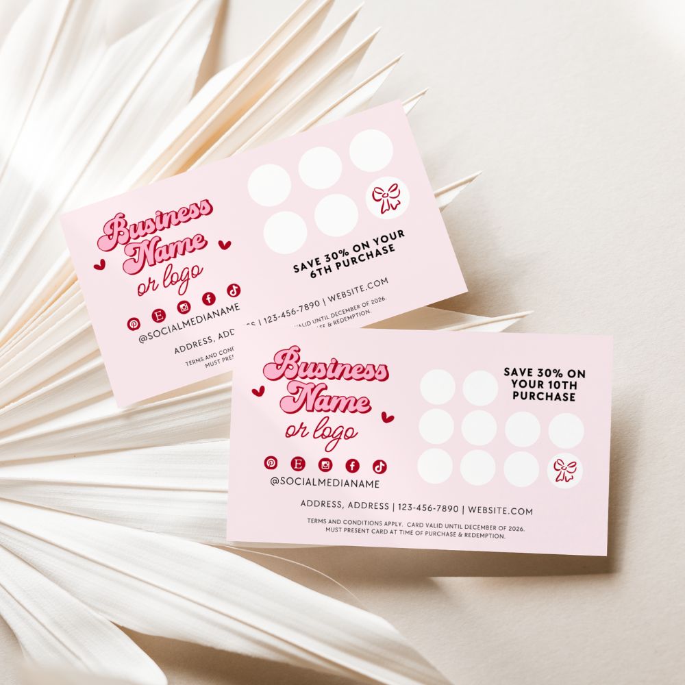 Loyalty Card Canva Template | Coquette Cherry - Trendy Fox Studio