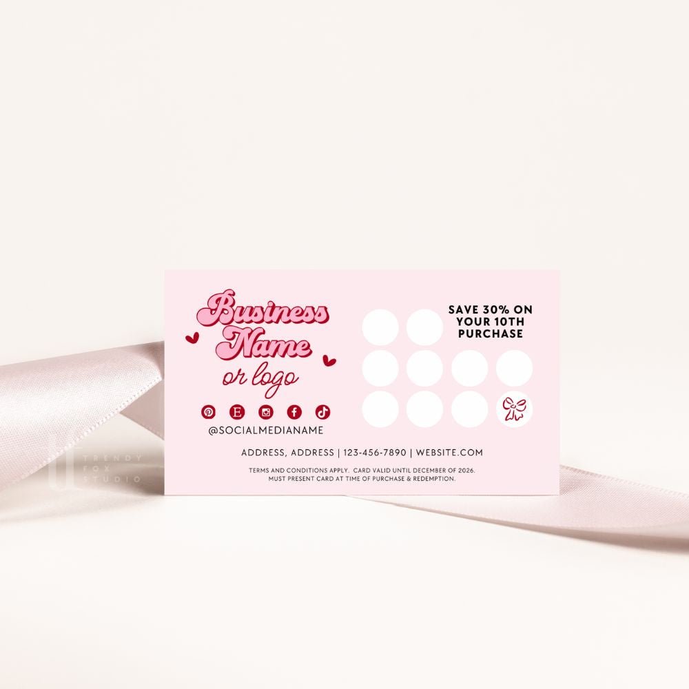 Loyalty Card Canva Template | Coquette Cherry - Trendy Fox Studio