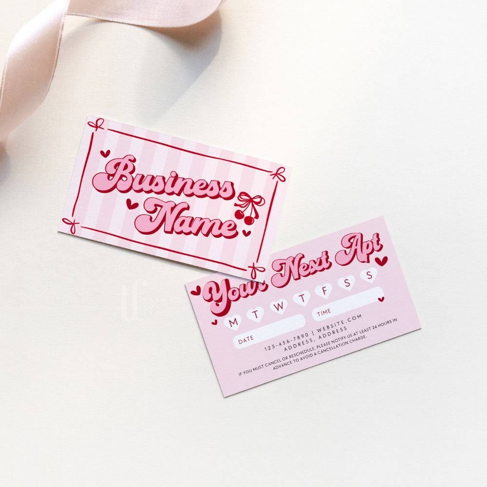 Appointment Reminder Card Canva Template | Coquette Cherry - Trendy Fox Studio