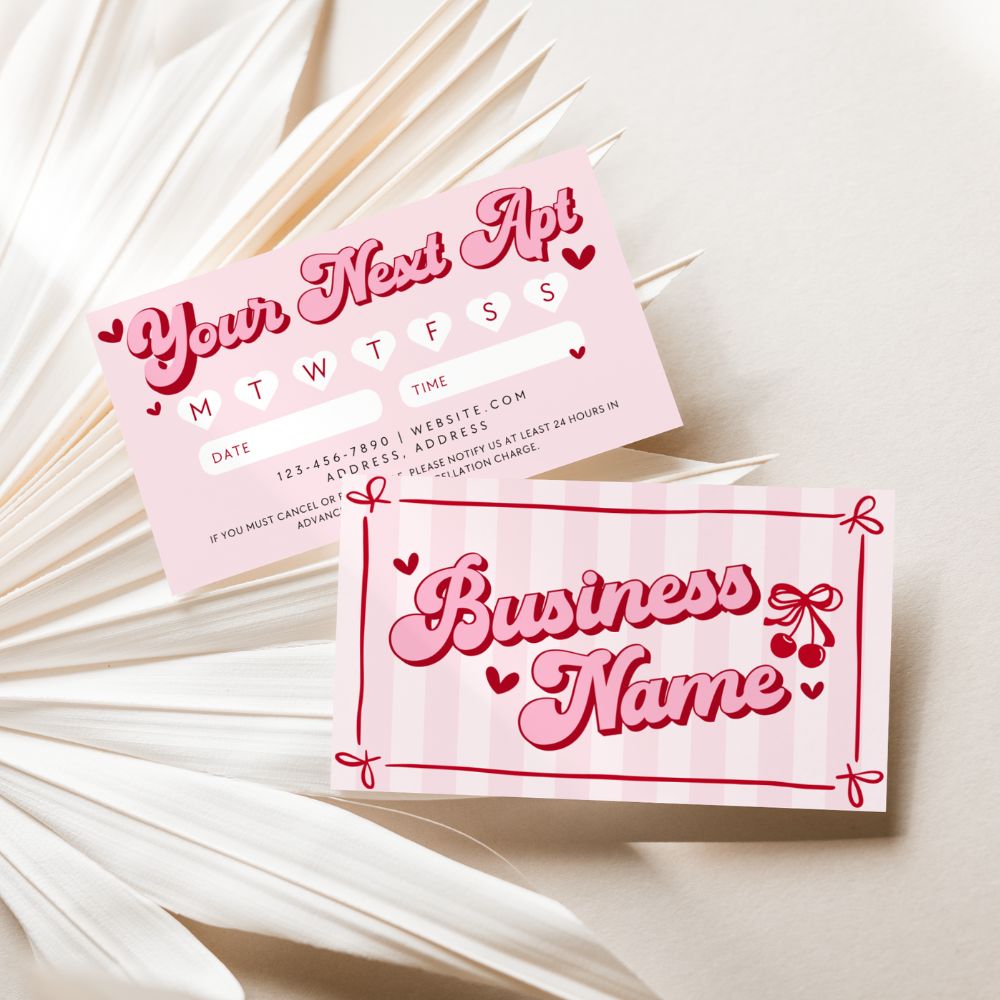 Appointment Reminder Card Canva Template | Coquette Cherry - Trendy Fox Studio