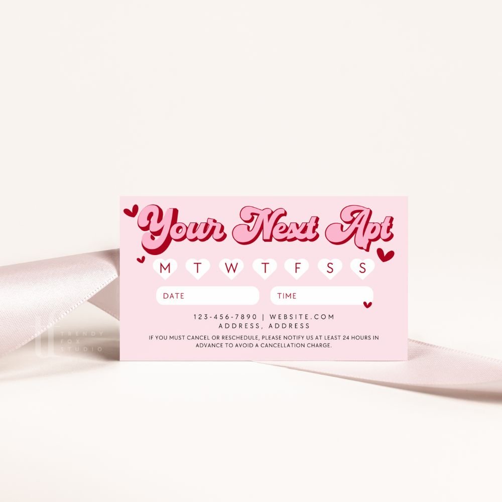 Appointment Reminder Card Canva Template | Coquette Cherry - Trendy Fox Studio