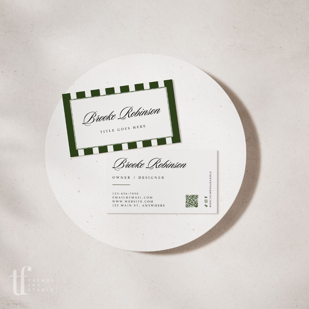 Business Card with QR Code Canva Template | Old Money Style | Lorna - Trendy Fox Studio