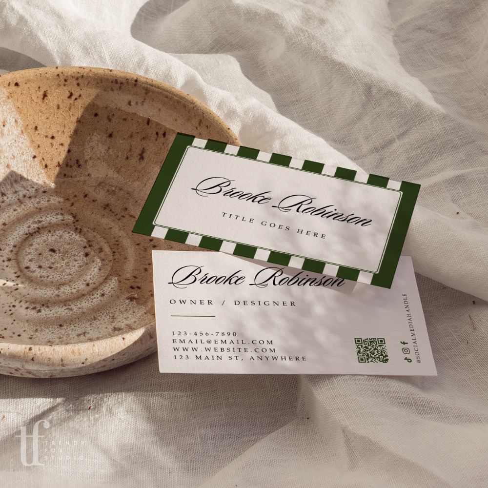 Business Card with QR Code Canva Template | Old Money Style | Lorna - Trendy Fox Studio