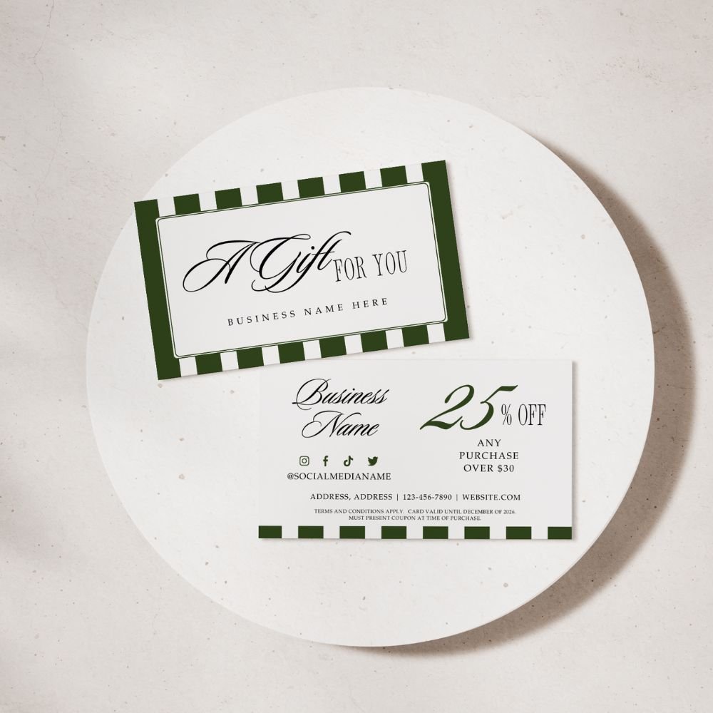 Business Coupon Card, Discount Card Canva Template | Old Money Vintage | Lorna - Trendy Fox Studio