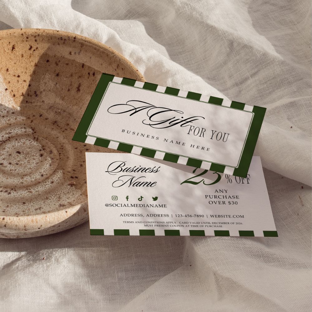 Business Coupon Card, Discount Card Canva Template | Old Money Vintage | Lorna - Trendy Fox Studio