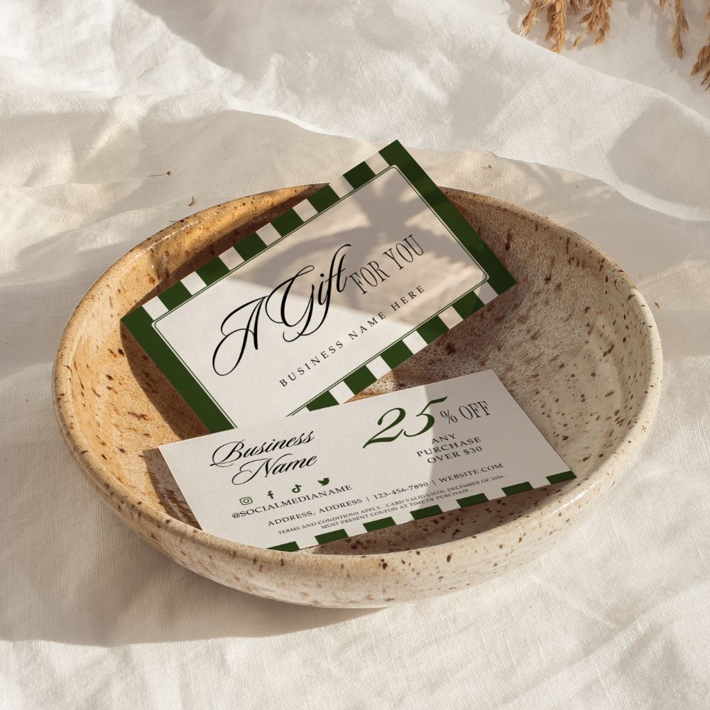 Business Coupon Card, Discount Card Canva Template | Old Money Vintage | Lorna - Trendy Fox Studio