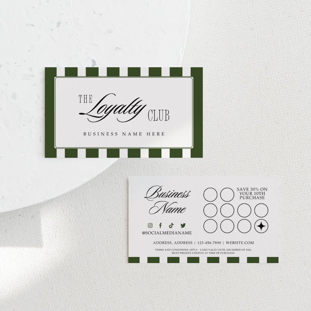 Loyalty Card Canva Template | Old Money Vintage | Lorna - Trendy Fox Studio