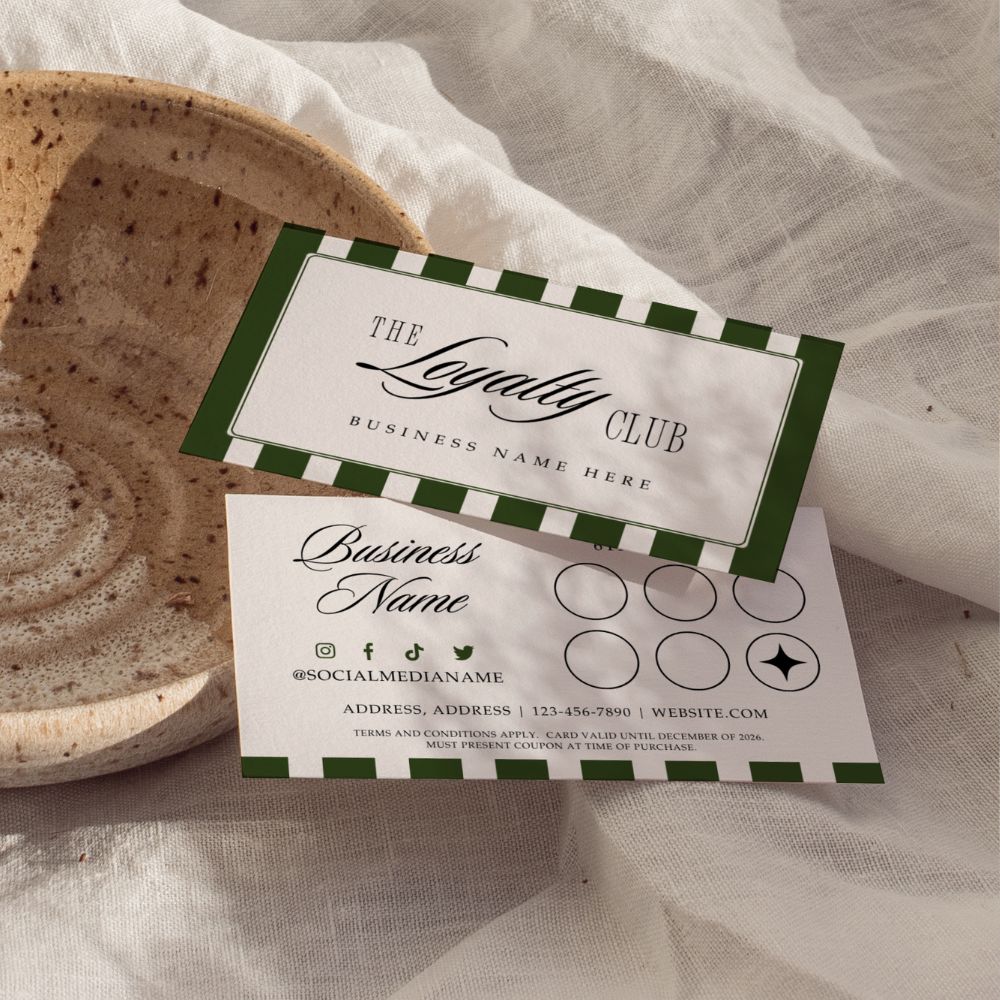 Loyalty Card Canva Template | Old Money Vintage | Lorna - Trendy Fox Studio