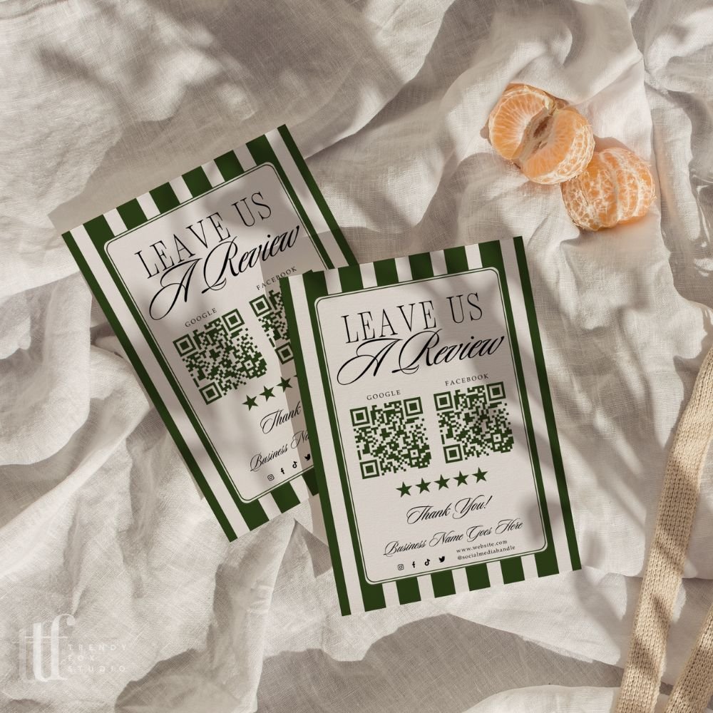 Leave Us A Review Sign Canva Template | Old Money Vintage | Lorna - Trendy Fox Studio