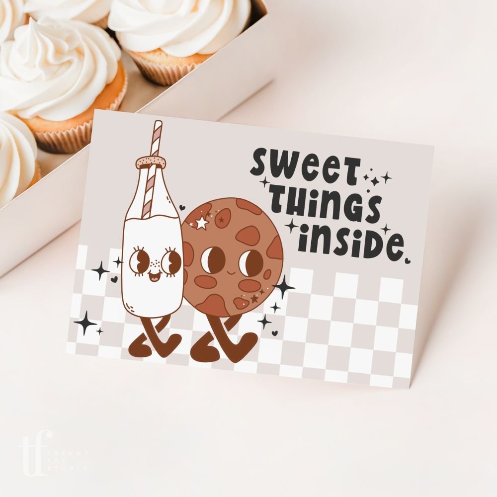 Cookie Care Card Canva Template | Retro Characters | Millie - Trendy Fox Studio