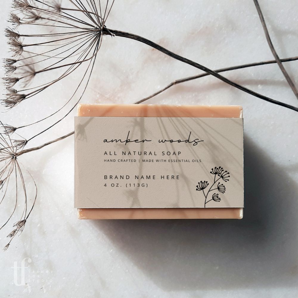 Soap Bar Wrap Label Canva Template - Trendy Fox Studio