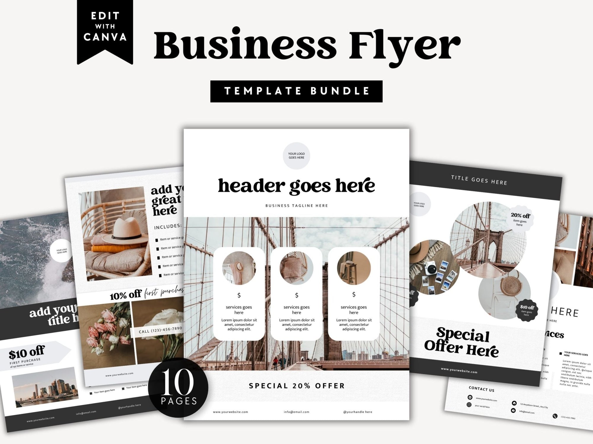 Retro Business Flyer Bundle Canva Template | Dani - Trendy Fox Studio