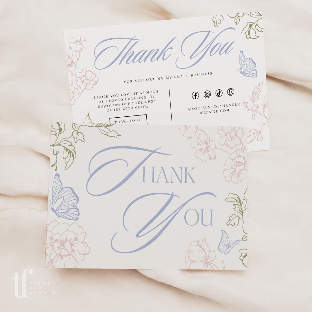 Baroque Rococo Coquette Business Thank You Card Canva Template - Trendy Fox Studio