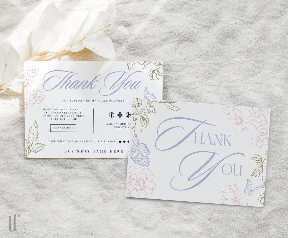 Baroque Rococo Coquette Business Thank You Card Canva Template - Trendy Fox Studio