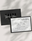 Black Candle Care Card with Icons and Business Thank You Canva Template | Ashe - Trendy Fox Studio