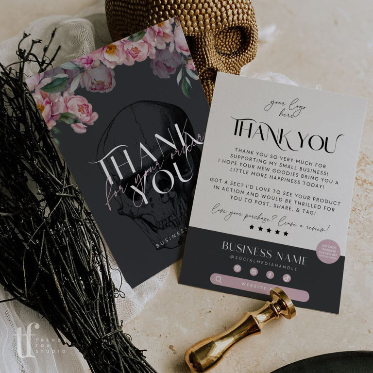 Black Gothic Halloween Business Thank You Card Canva Template ...
