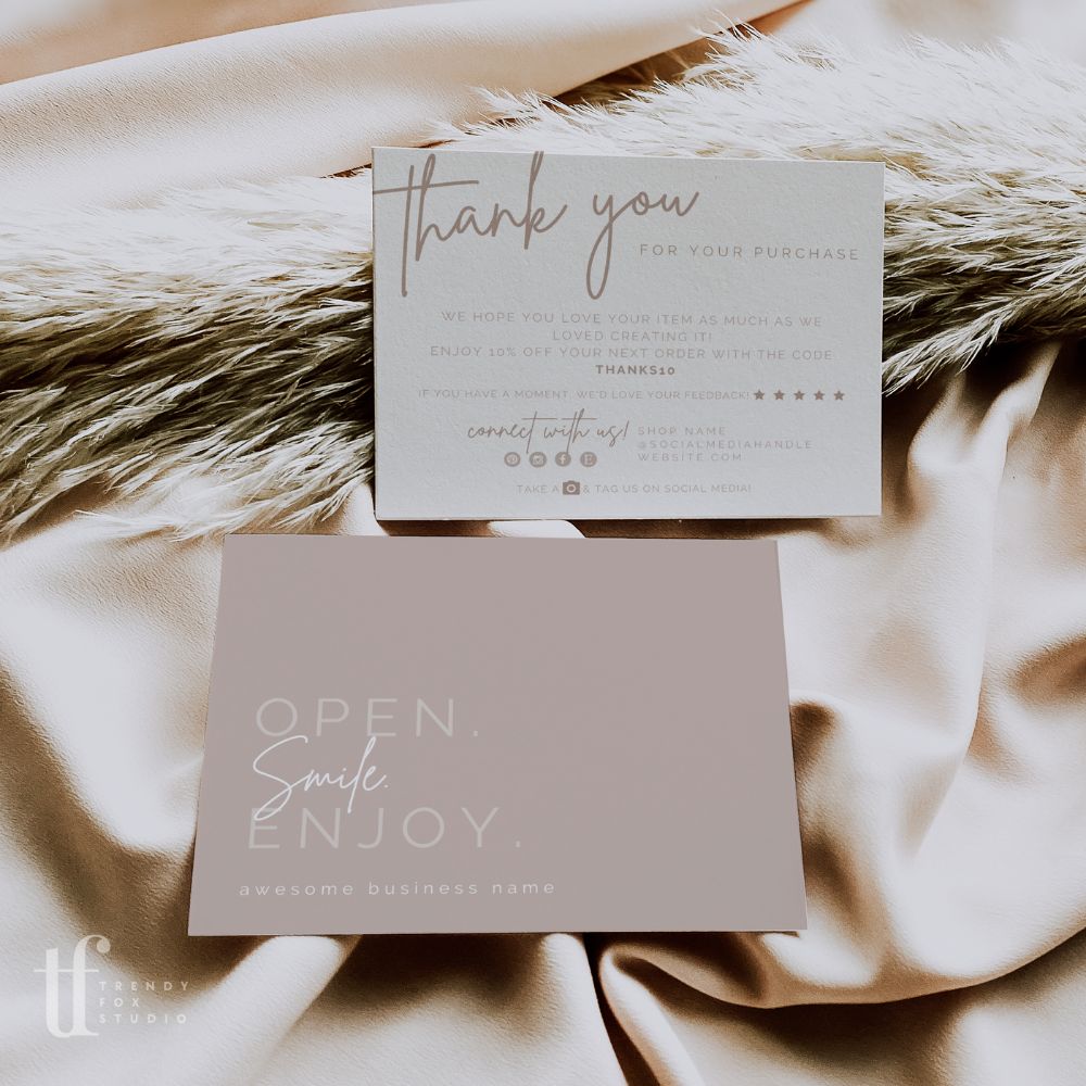 Blush Boho Business Thank You Card Canva Template | Mae - Trendy Fox Studio