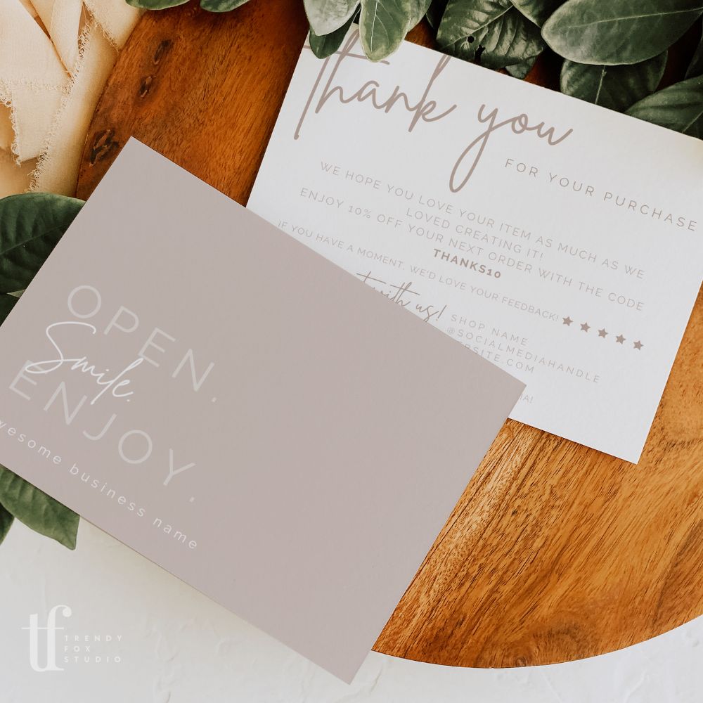 Blush Boho Business Thank You Card Canva Template | Mae - Trendy Fox Studio