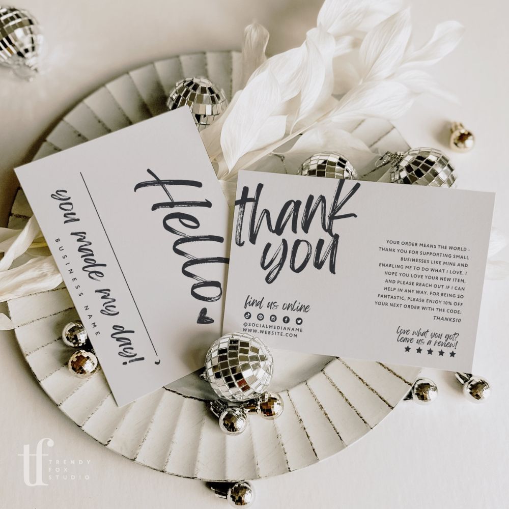 Boho Business Thank You Card Canva Template | Loxli - Trendy Fox Studio