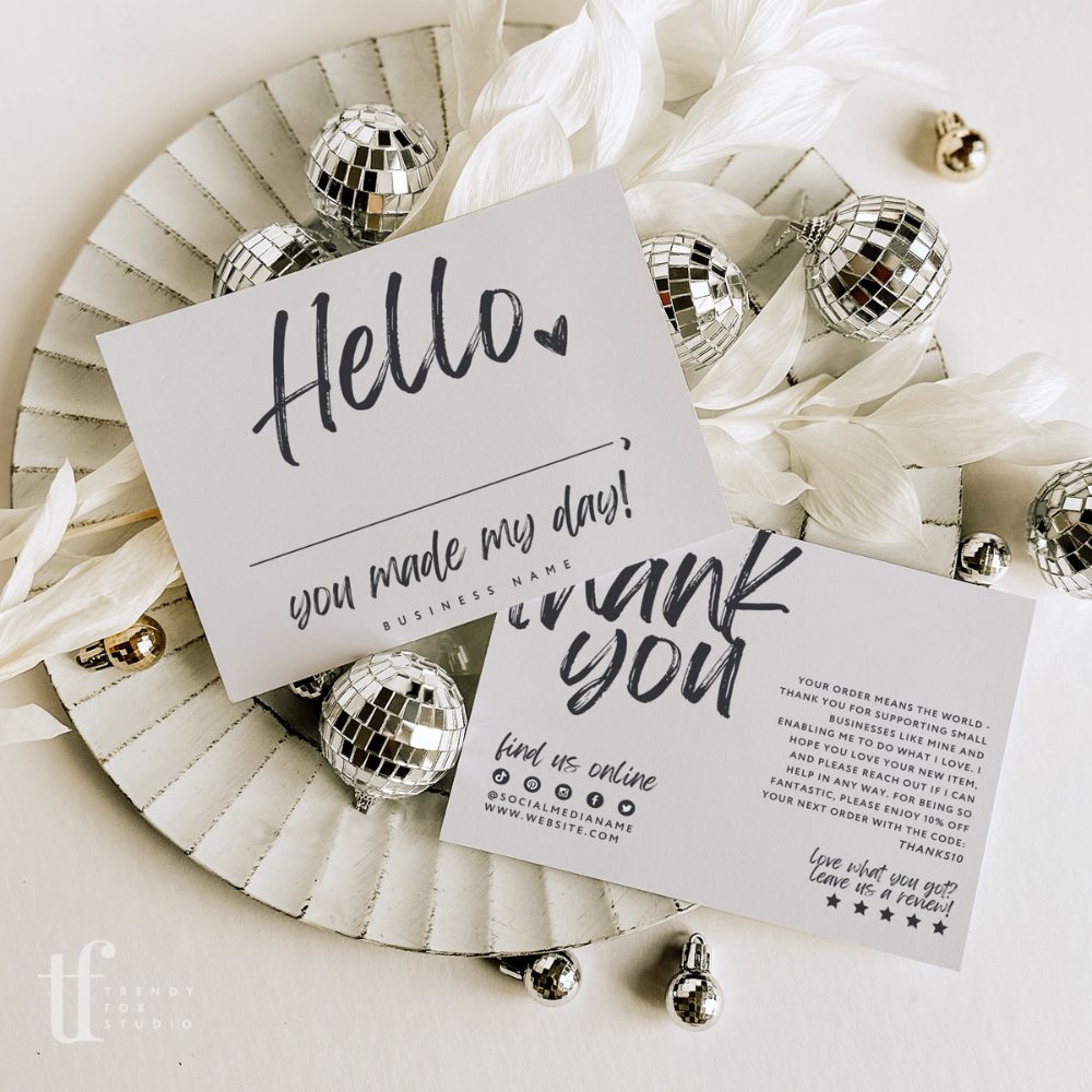 Boho Business Thank You Card Canva Template | Loxli - Trendy Fox Studio