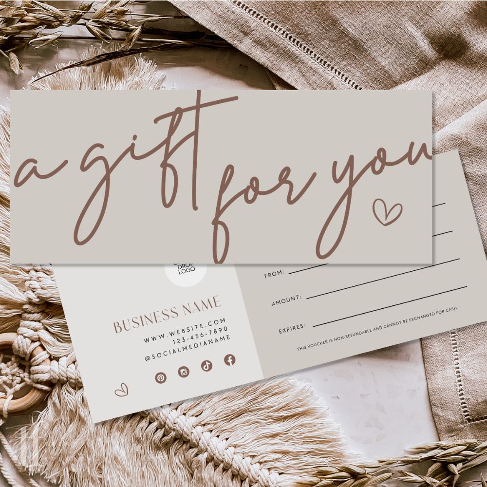 Boho Gift Certificate Canva Template | Nora - Trendy Fox Studio