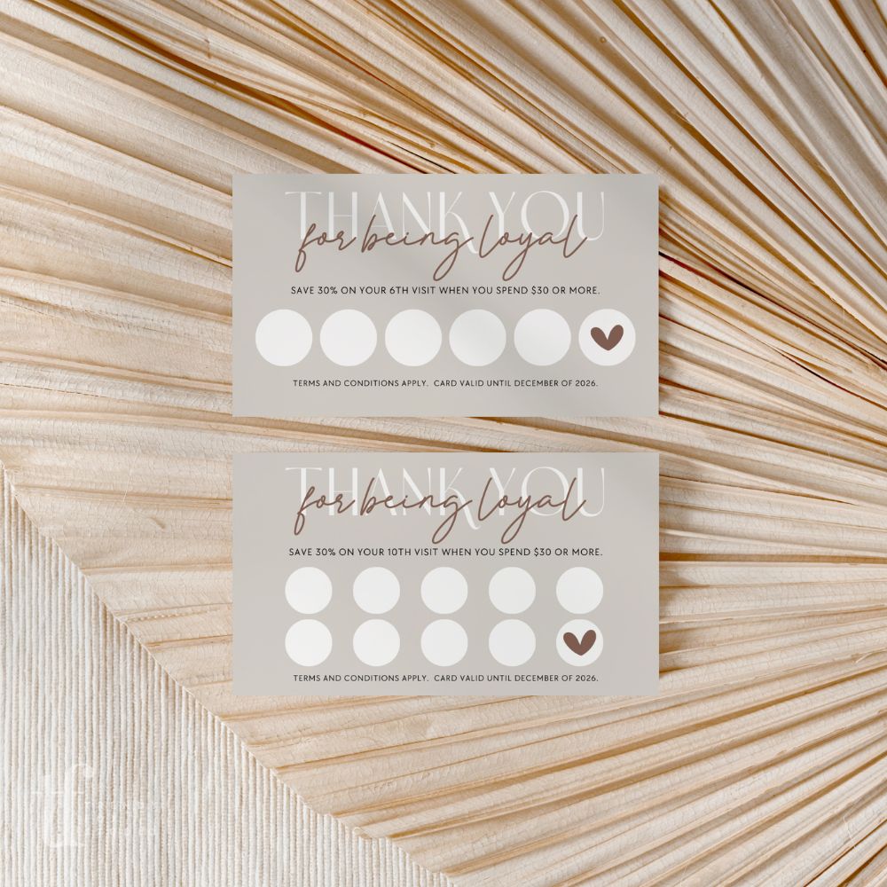 Boho Neutral Loyalty Card Canva Template | Nora - Trendy Fox Studio