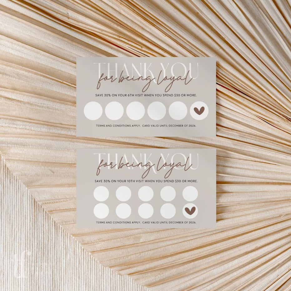 Boho Neutral Loyalty Card Canva Template | Nora – Trendy Fox Studio