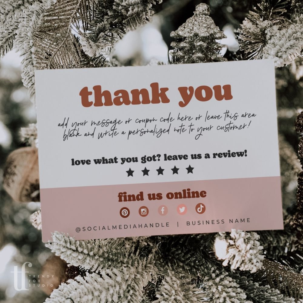 Boho Santa Christmas Business Thank You Card Canva Template - Trendy Fox Studio