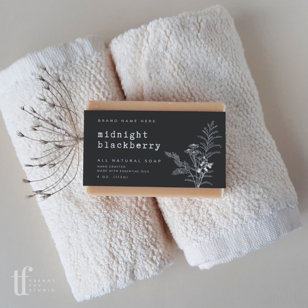 Botanical Soap Bar Wrap, Minimal Band Label Canva Template - Trendy Fox Studio