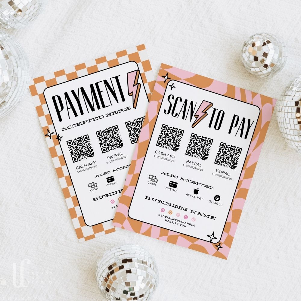 Bright Fun Price List &amp; Scan to Pay Sign Canva Template | Brooks - Trendy Fox Studio