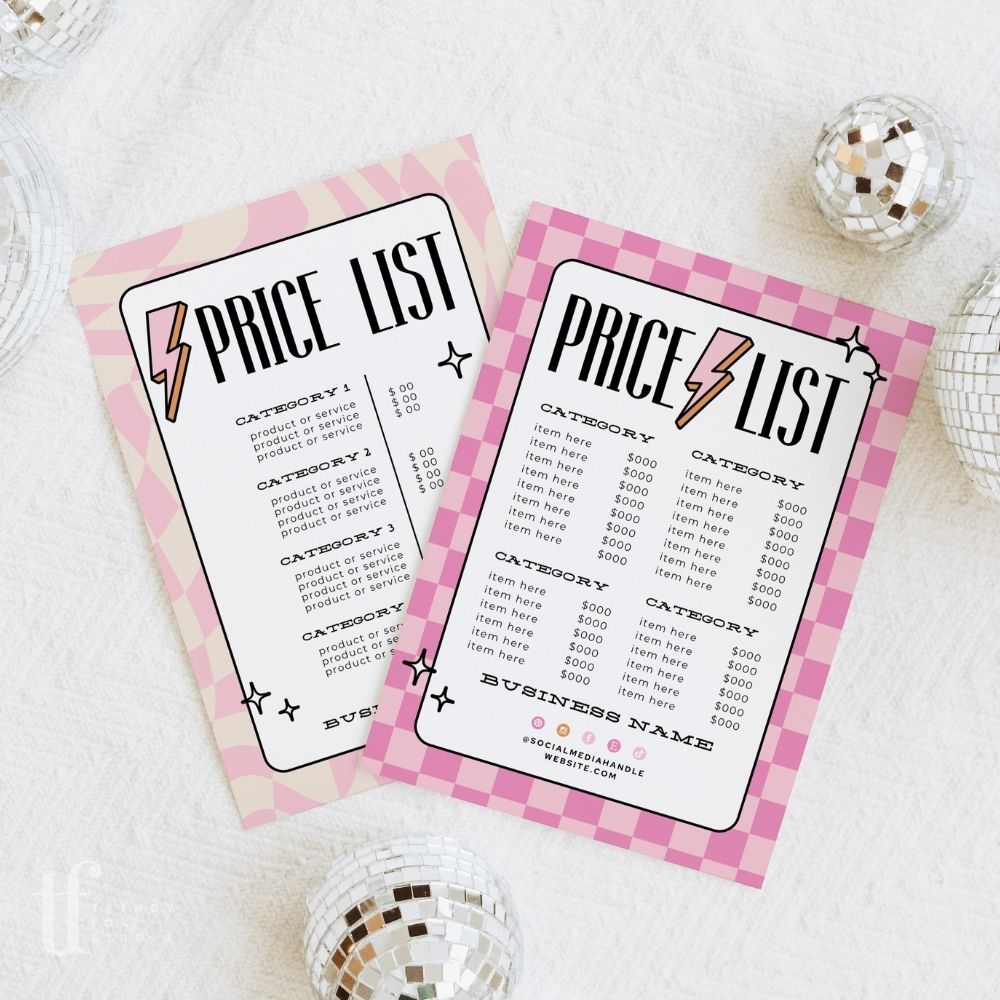 Bright Fun Price List & Scan to Pay Sign Canva Template | Brooks - Trendy Fox Studio