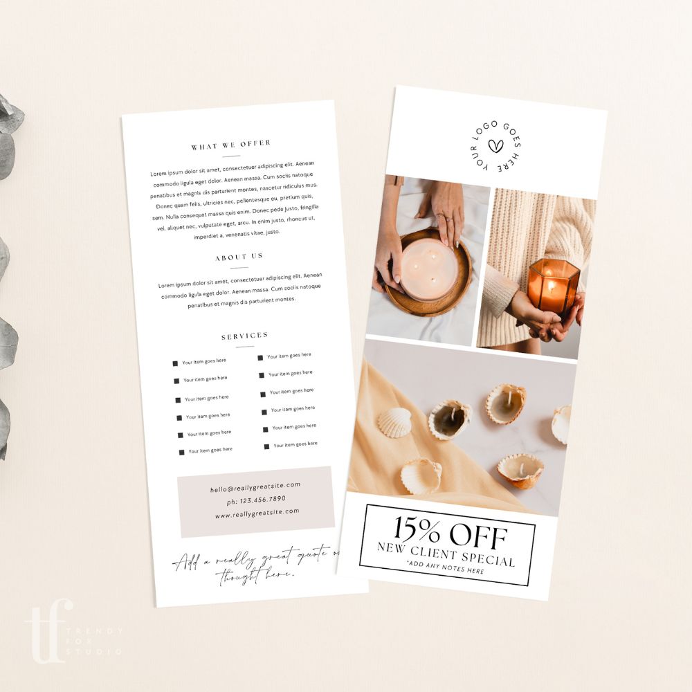 Business Rack Card Flyer, One Page Services Marketing | Canva Template - Trendy Fox Studio