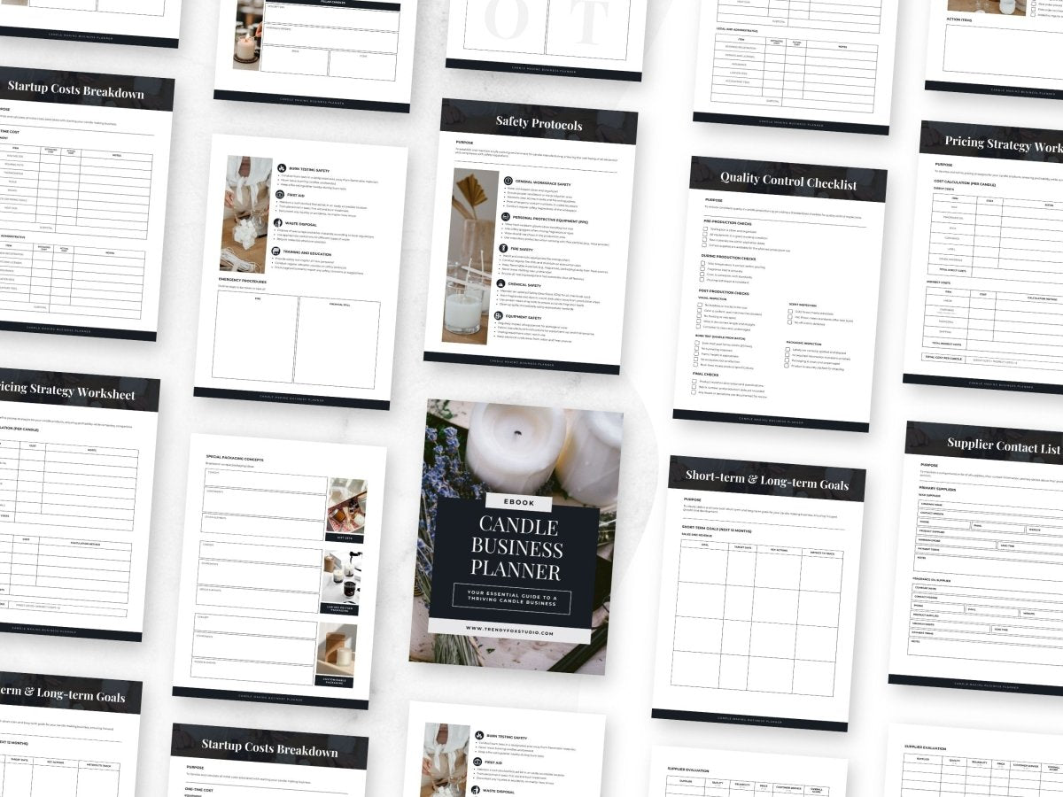 Candle Business Planner & Guide, Candle Making Startup Planner, Goal Setting, Budget Planning, & More! - Trendy Fox Studio