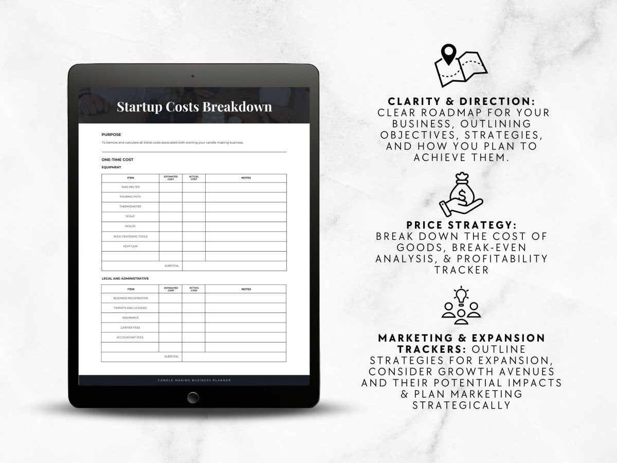 Candle Business Planner & Guide, Candle Making Startup Planner, Goal Setting, Budget Planning, & More! - Trendy Fox Studio